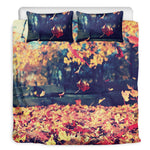 Autumn Leaves Print Duvet Cover Bedding Set