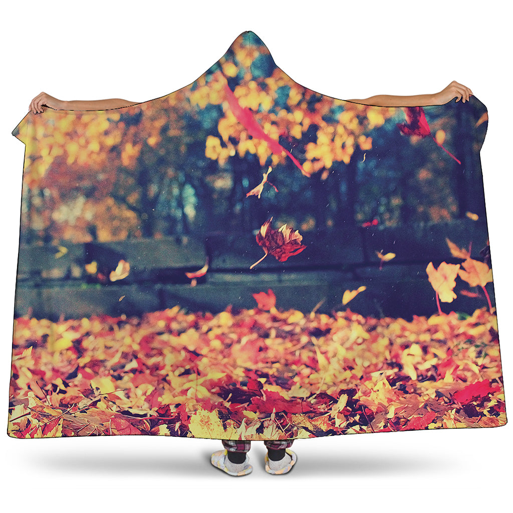 Autumn Leaves Print Hooded Blanket