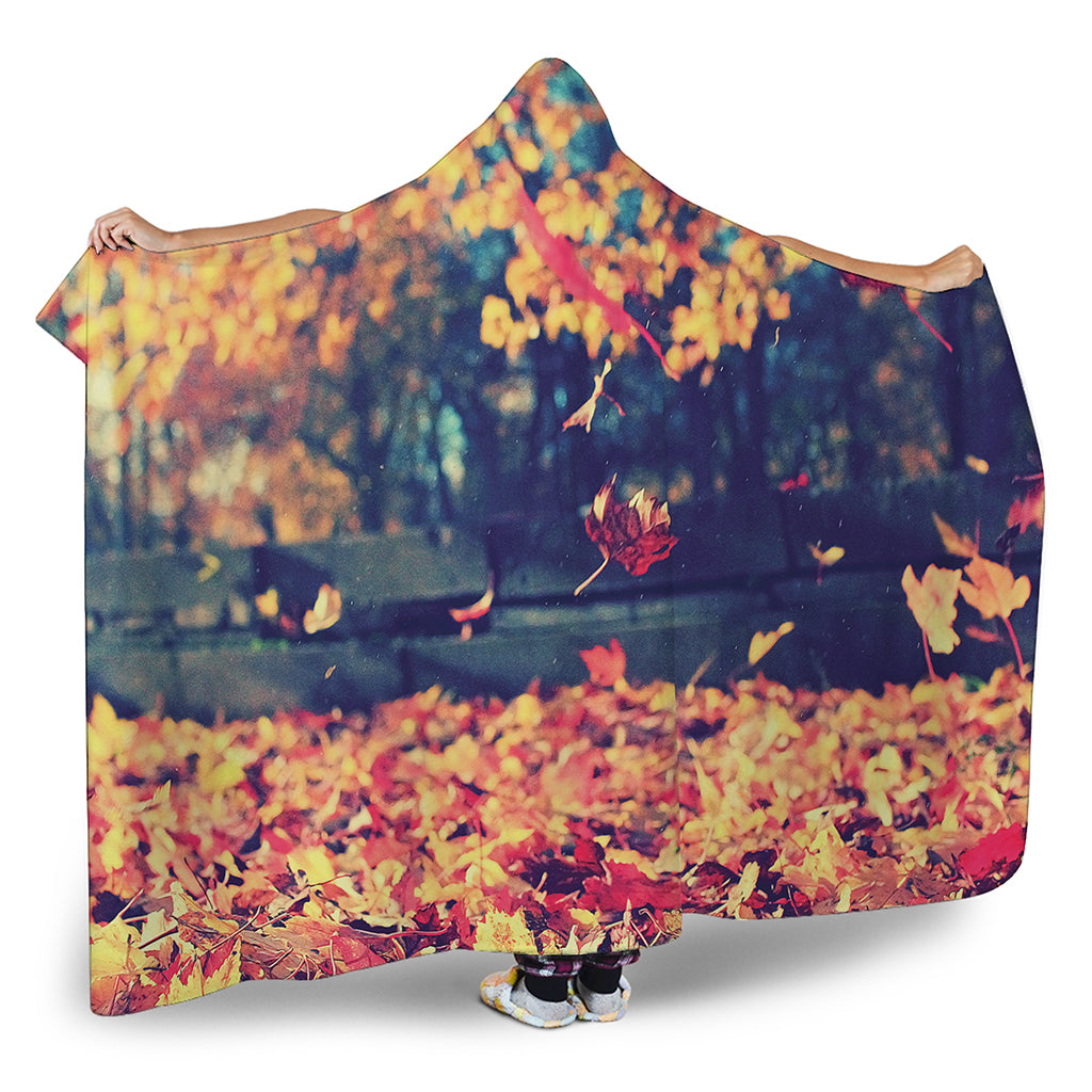 Autumn Leaves Print Hooded Blanket