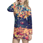 Autumn Leaves Print Hoodie Dress