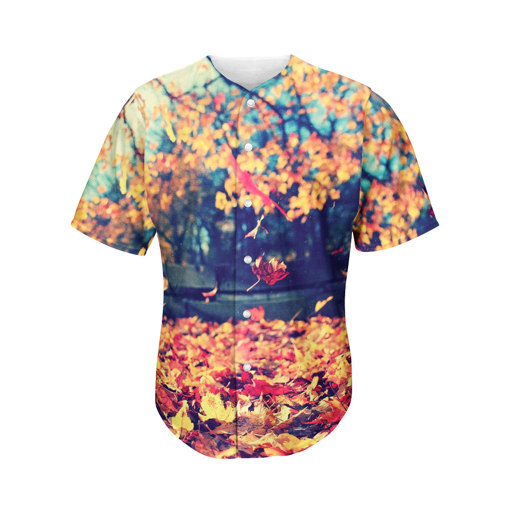 Autumn Leaves Print Men's Baseball Jersey