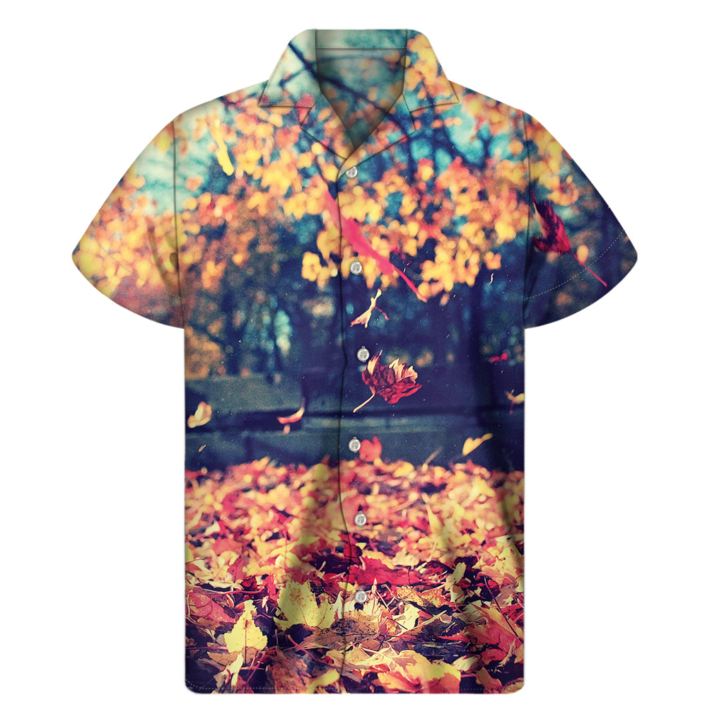 Autumn Leaves Print Men's Short Sleeve Shirt