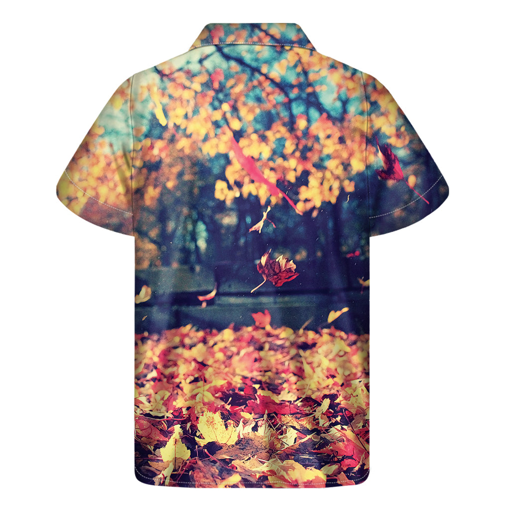 Autumn Leaves Print Men's Short Sleeve Shirt