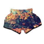 Autumn Leaves Print Muay Thai Boxing Shorts