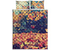 Autumn Leaves Print Quilt Bed Set