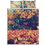 Autumn Leaves Print Quilt Bed Set