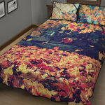 Autumn Leaves Print Quilt Bed Set