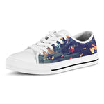 Autumn Leaves Print White Low Top Shoes