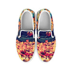 Autumn Leaves Print White Slip On Shoes