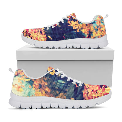 Autumn Leaves Print White Sneakers
