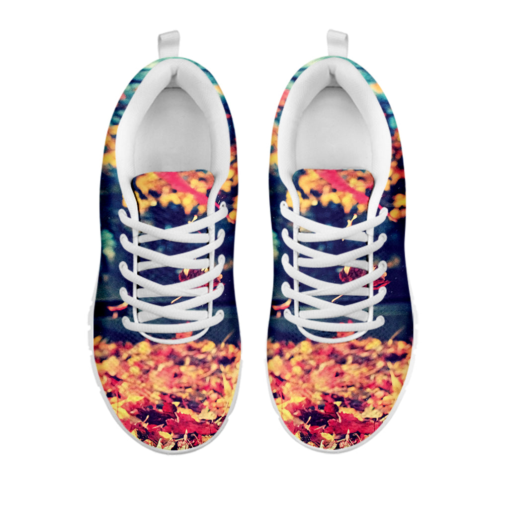 Autumn Leaves Print White Sneakers