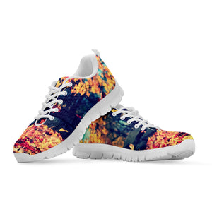 Autumn Leaves Print White Sneakers