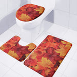 Autumn Maple Leaf Print 3 Piece Bath Mat Set