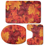 Autumn Maple Leaf Print 3 Piece Bath Mat Set