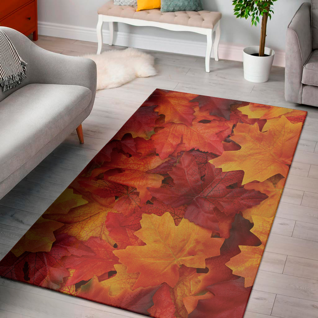 Autumn Maple Leaf Print Area Rug