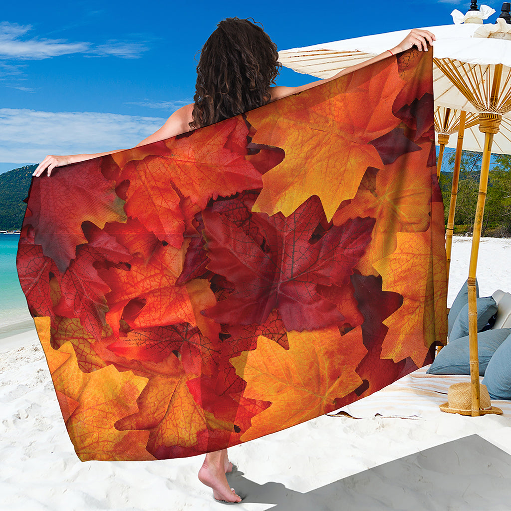 Autumn Maple Leaf Print Beach Sarong Wrap