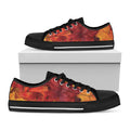 Autumn Maple Leaf Print Black Low Top Sneakers