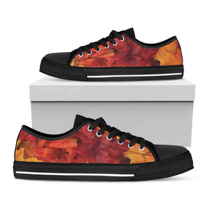 Autumn Maple Leaf Print Black Low Top Shoes