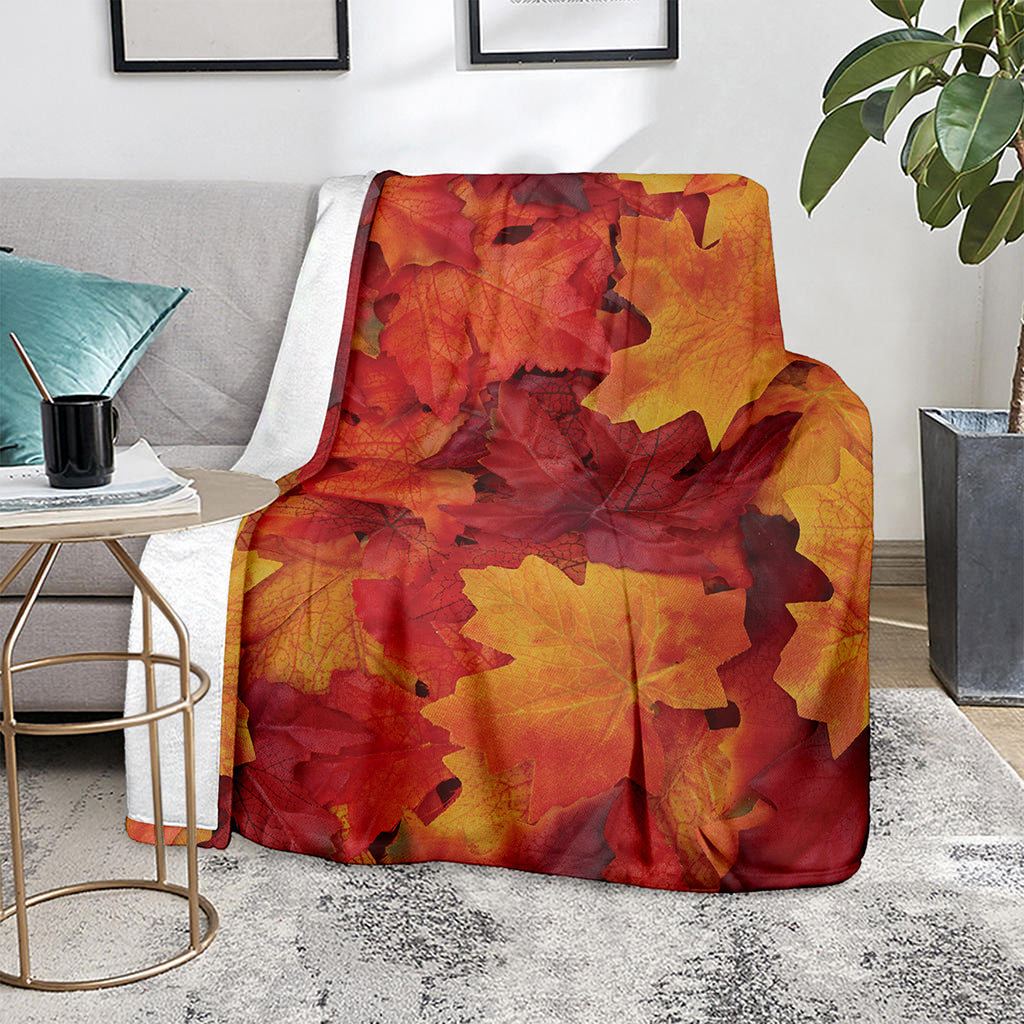 Autumn Maple Leaf Print Blanket