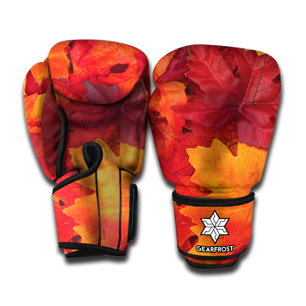 Autumn Maple Leaf Print Boxing Gloves