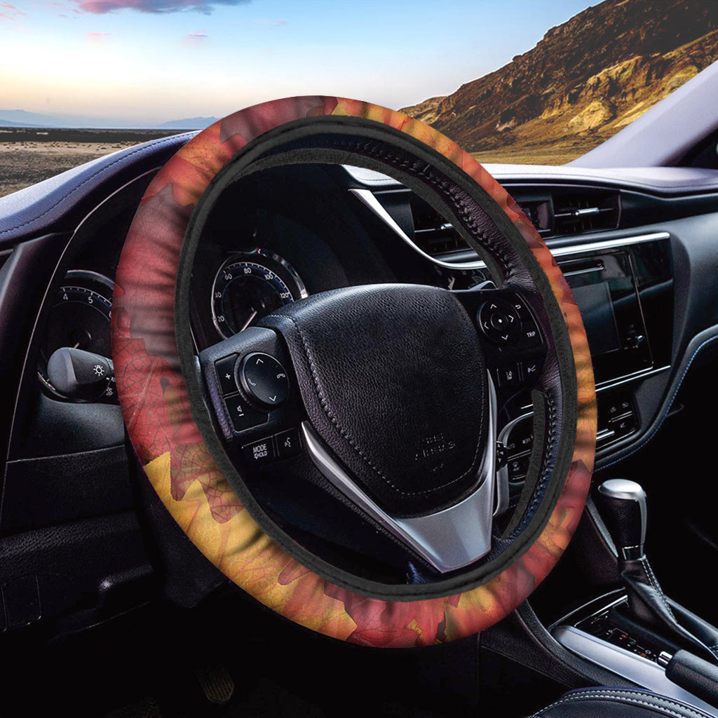 Autumn Maple Leaf Print Car Steering Wheel Cover