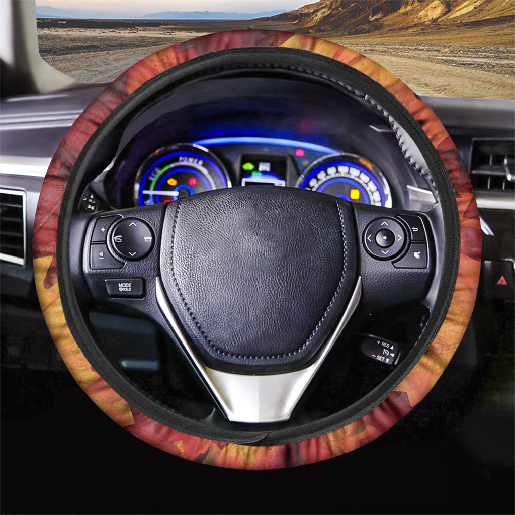 Autumn Maple Leaf Print Car Steering Wheel Cover