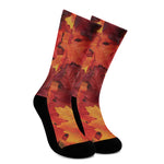 Autumn Maple Leaf Print Crew Socks