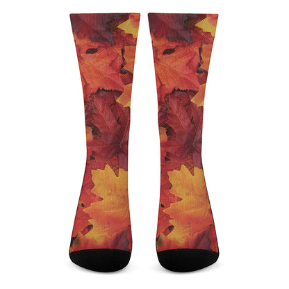 Autumn Maple Leaf Print Crew Socks