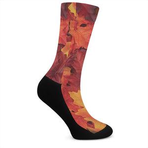 Autumn Maple Leaf Print Crew Socks