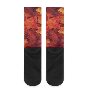 Autumn Maple Leaf Print Crew Socks