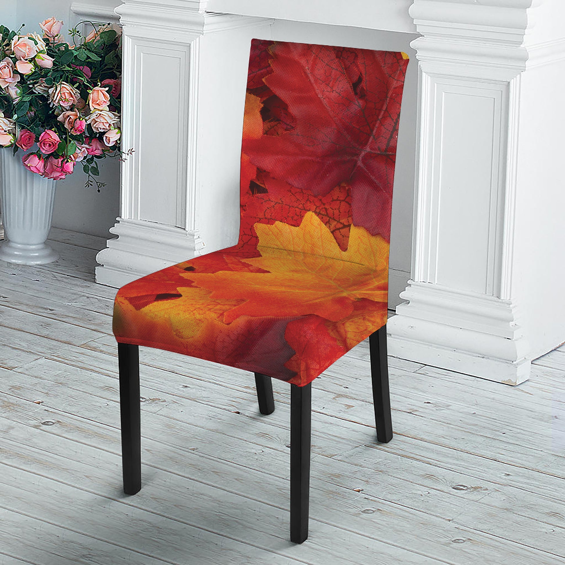 Autumn Maple Leaf Print Dining Chair Slipcover