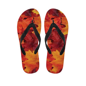 Autumn Maple Leaf Print Flip Flops