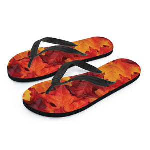 Autumn Maple Leaf Print Flip Flops