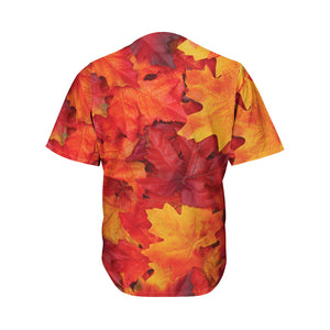 Autumn Maple Leaf Print Men's Baseball Jersey