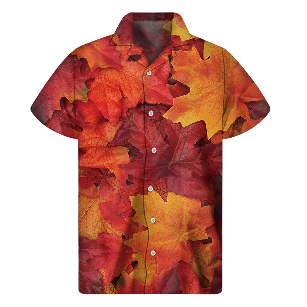 Autumn Maple Leaf Print Men's Short Sleeve Shirt