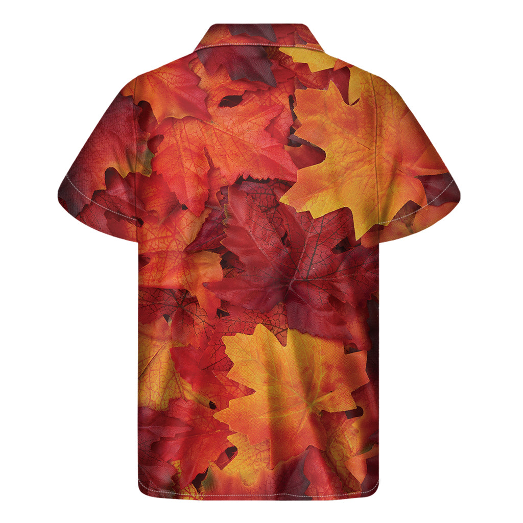 Autumn Maple Leaf Print Men's Short Sleeve Shirt