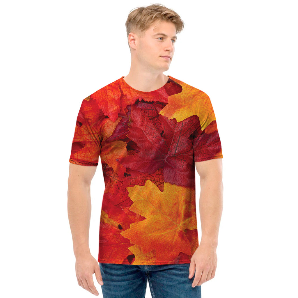 Autumn Maple Leaf Print Men's T-Shirt
