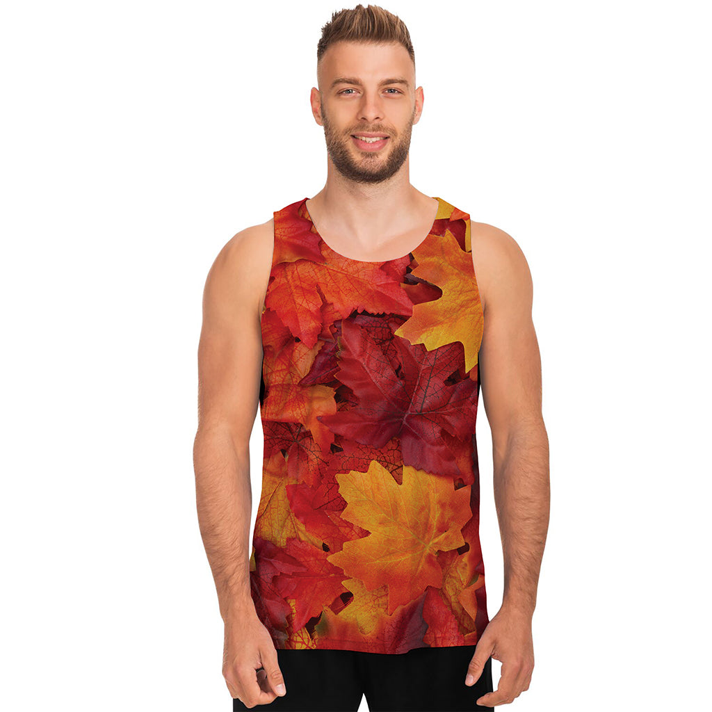 Autumn Maple Leaf Print Men's Tank Top