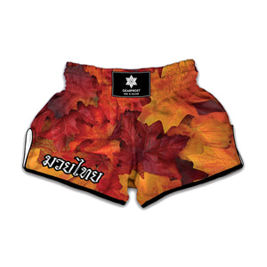 Autumn Maple Leaf Print Muay Thai Boxing Shorts