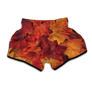 Autumn Maple Leaf Print Muay Thai Boxing Shorts