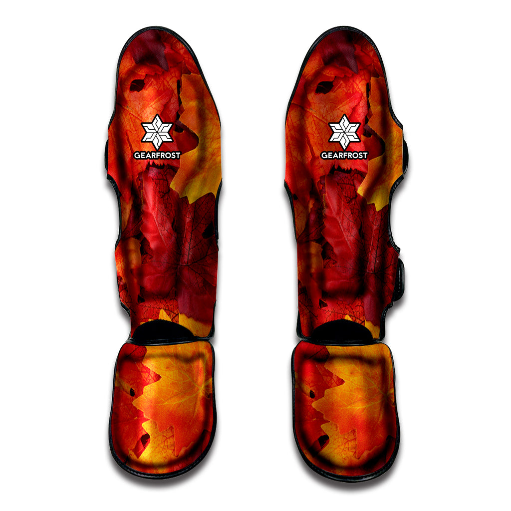 Autumn Maple Leaf Print Muay Thai Shin Guard