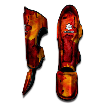 Autumn Maple Leaf Print Muay Thai Shin Guard