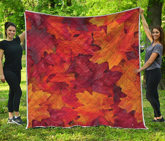 Autumn Maple Leaf Print Quilt