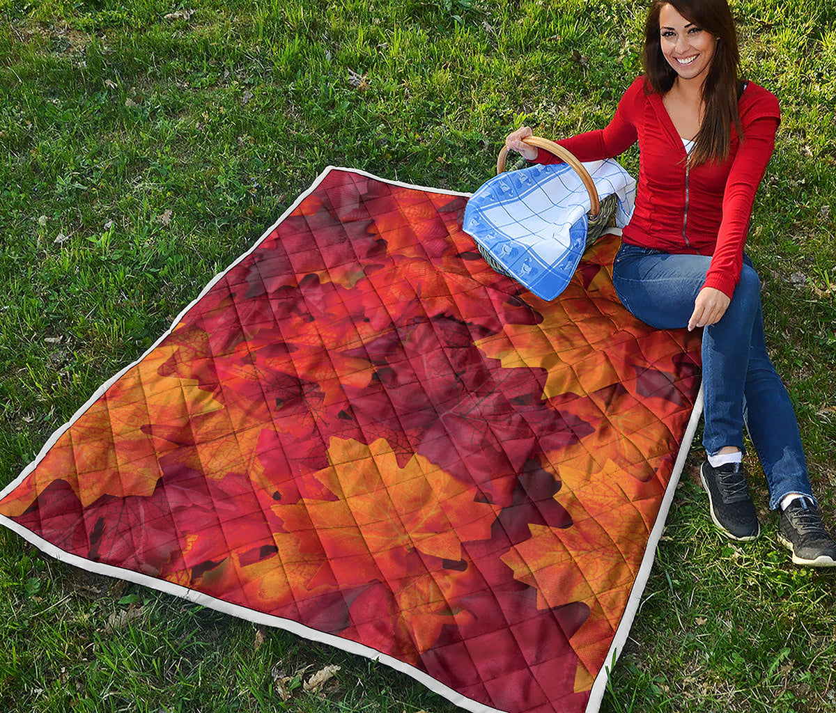 Autumn Maple Leaf Print Quilt