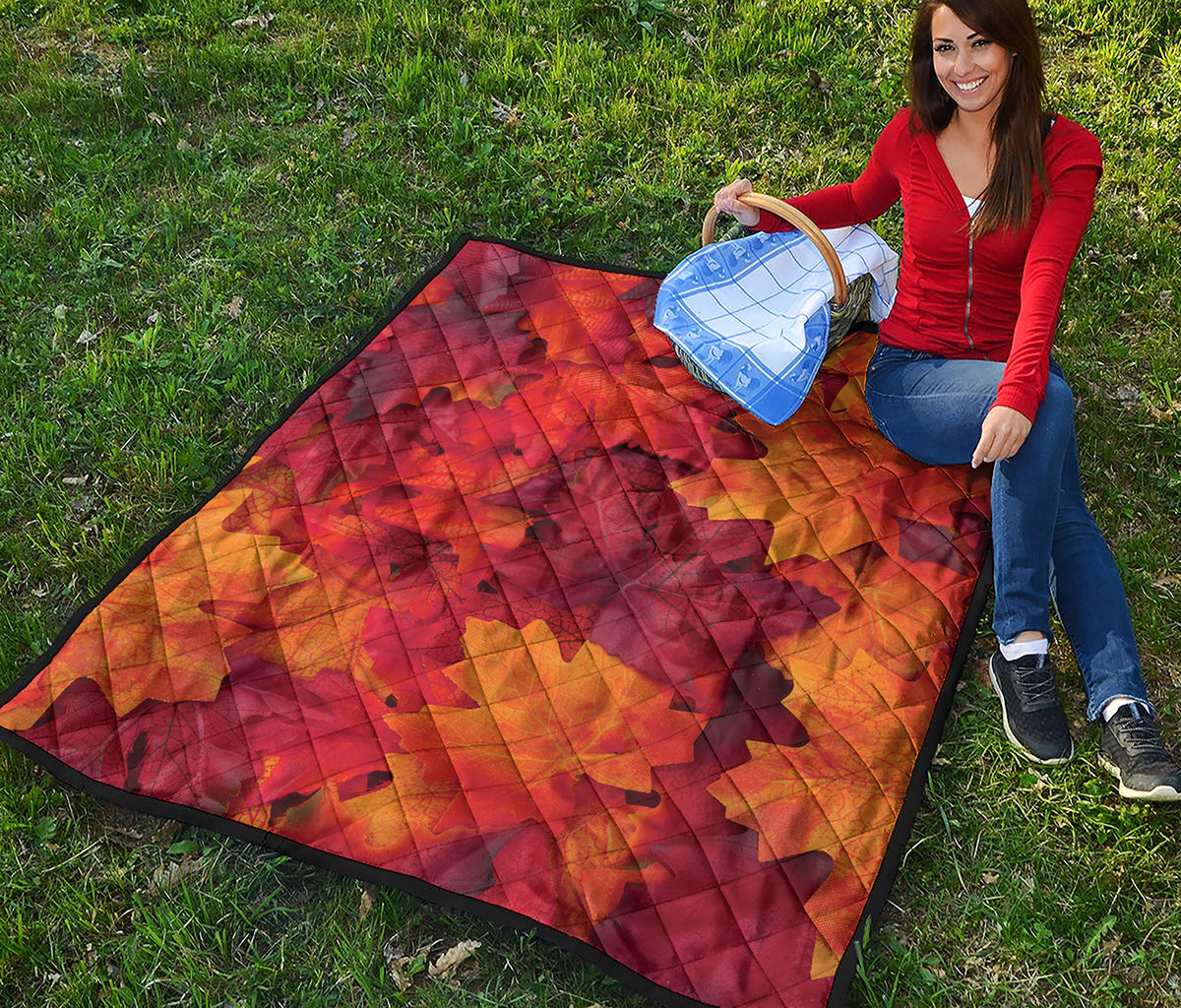 Autumn Maple Leaf Print Quilt