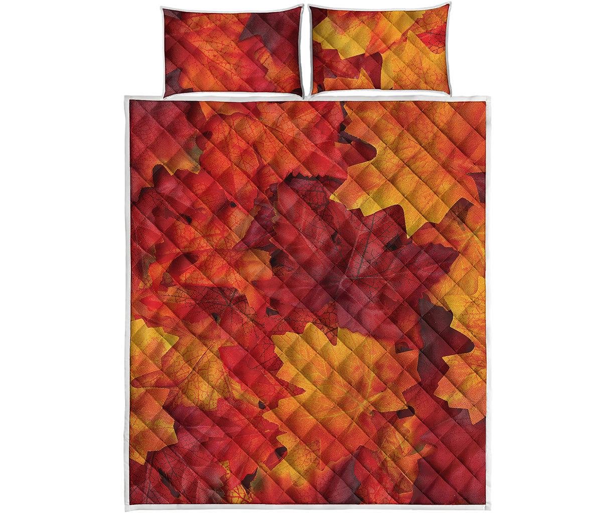 Autumn Maple Leaf Print Quilt Bed Set