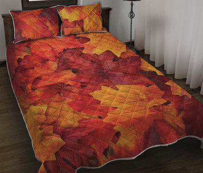 Autumn Maple Leaf Print Quilt Bed Set