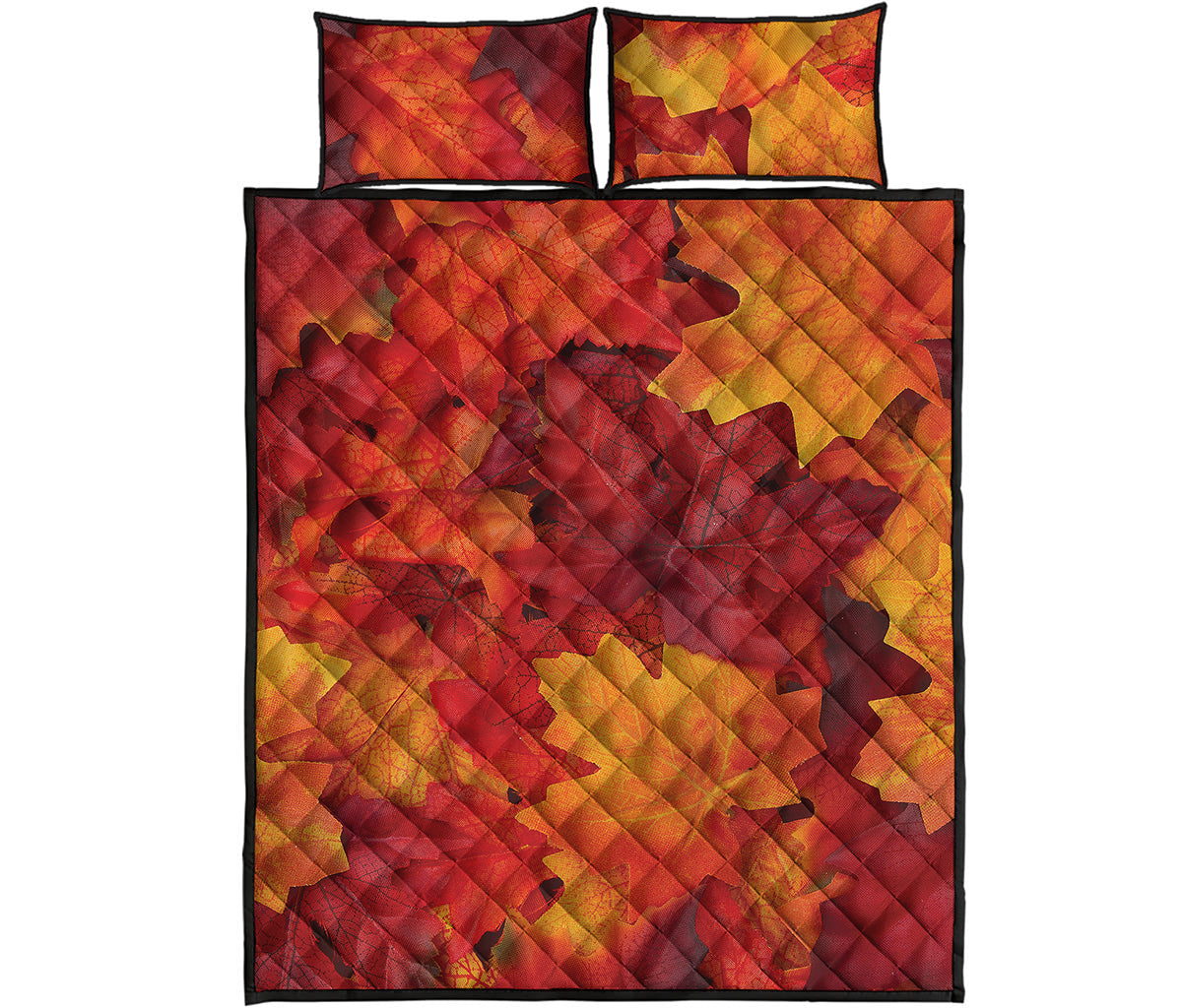 Autumn Maple Leaf Print Quilt Bed Set