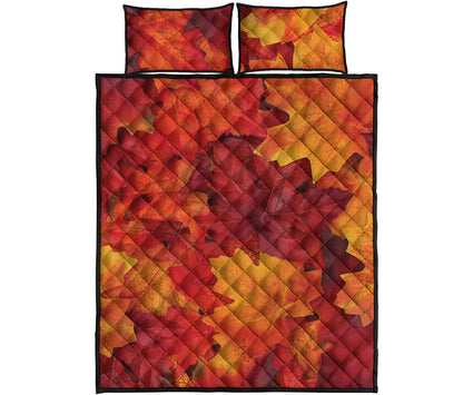 Autumn Maple Leaf Print Quilt Bed Set