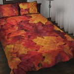 Autumn Maple Leaf Print Quilt Bed Set